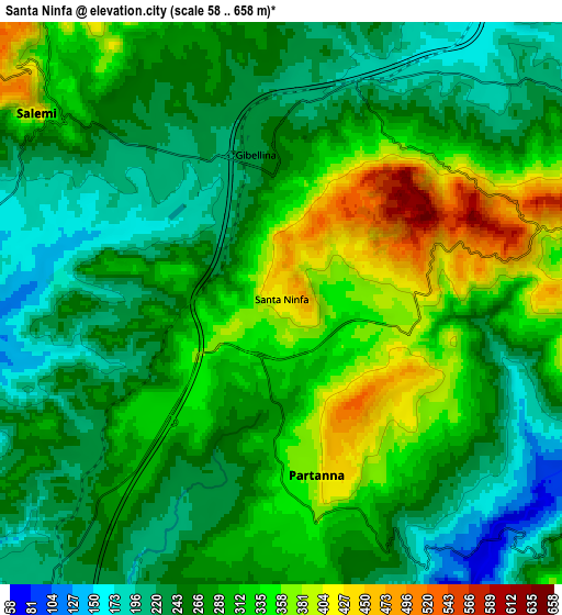 Zoom OUT 2x Santa Ninfa, Italy elevation map