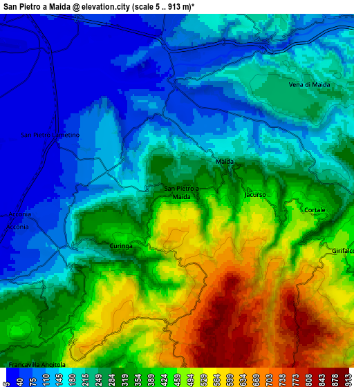 Zoom OUT 2x San Pietro a Maida, Italy elevation map