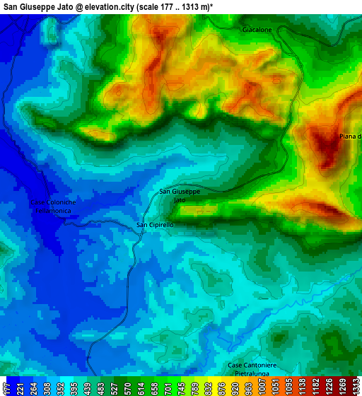 Zoom OUT 2x San Giuseppe Jato, Italy elevation map