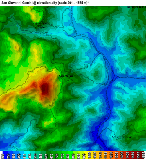 Zoom OUT 2x San Giovanni Gemini, Italy elevation map