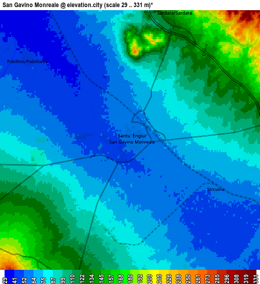 Zoom OUT 2x San Gavino Monreale, Italy elevation map