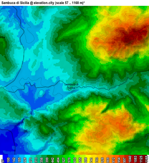 Zoom OUT 2x Sambuca di Sicilia, Italy elevation map