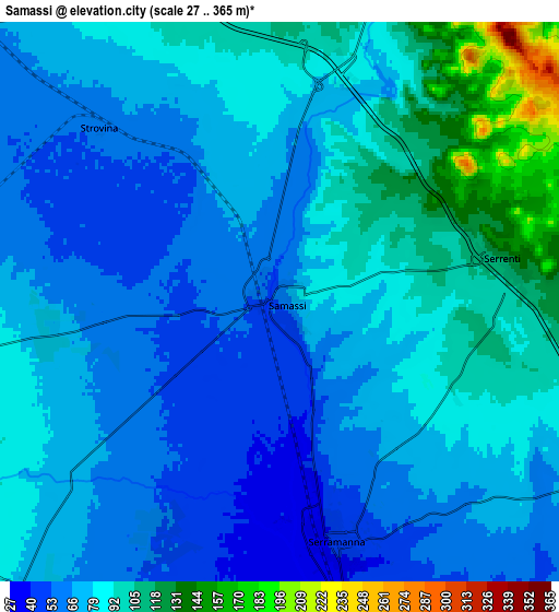 Zoom OUT 2x Samassi, Italy elevation map