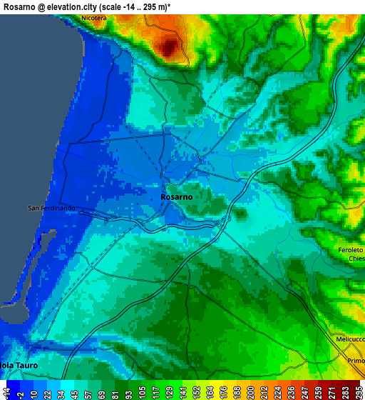 Zoom OUT 2x Rosarno, Italy elevation map