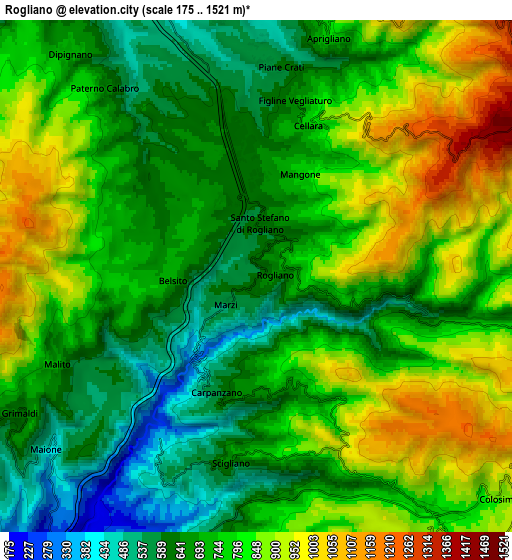 Zoom OUT 2x Rogliano, Italy elevation map