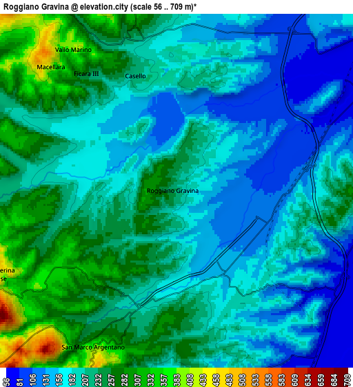 Zoom OUT 2x Roggiano Gravina, Italy elevation map