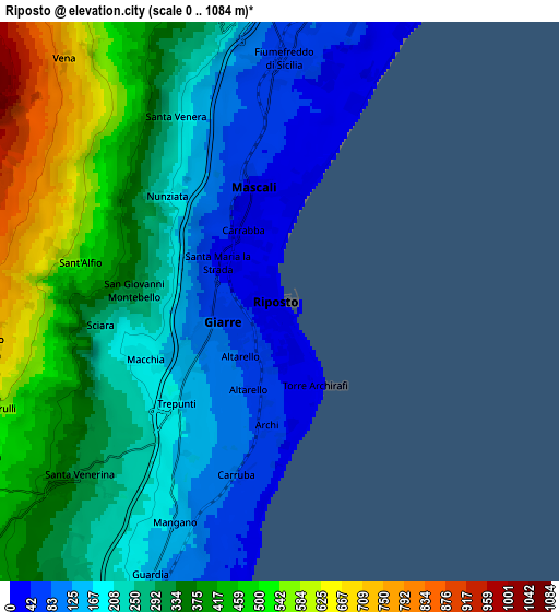 Zoom OUT 2x Riposto, Italy elevation map