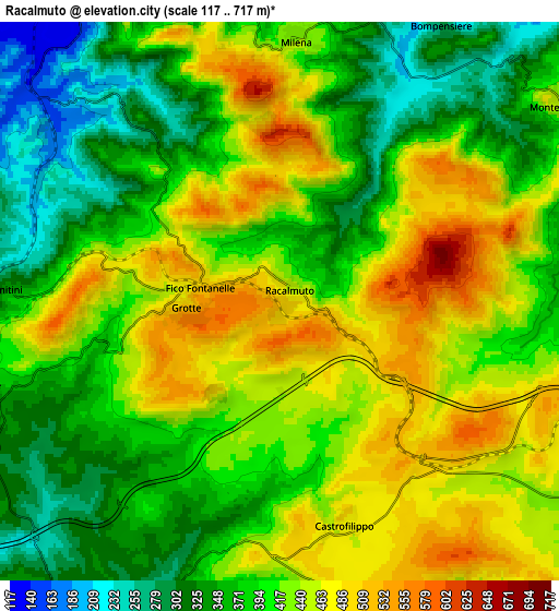 Zoom OUT 2x Racalmuto, Italy elevation map