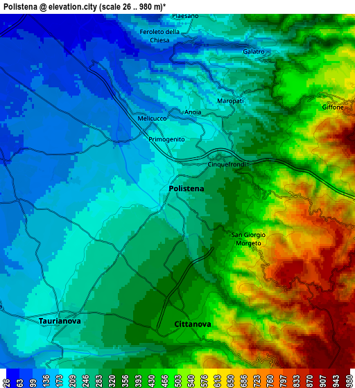 Zoom OUT 2x Polistena, Italy elevation map