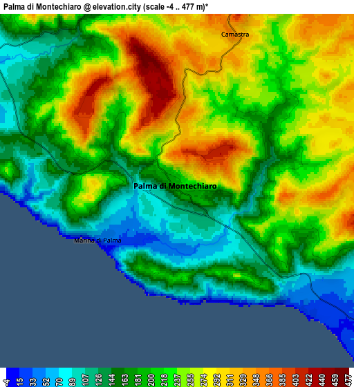 Zoom OUT 2x Palma di Montechiaro, Italy elevation map