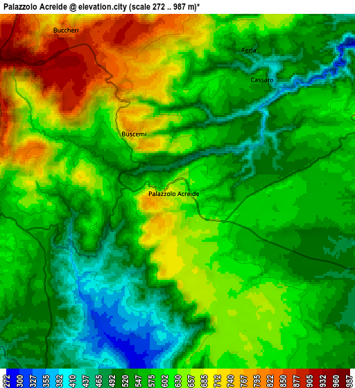 Zoom OUT 2x Palazzolo Acreide, Italy elevation map