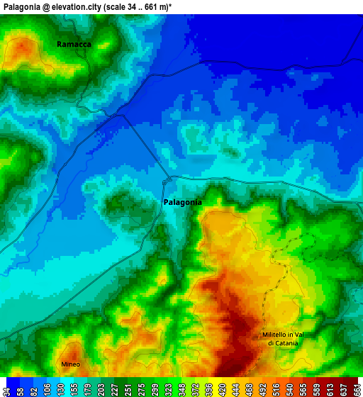 Zoom OUT 2x Palagonia, Italy elevation map