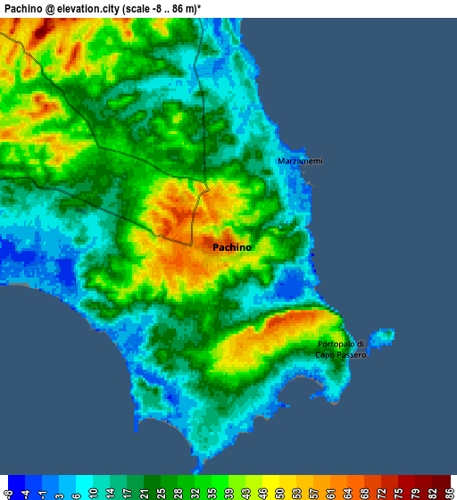 Zoom OUT 2x Pachino, Italy elevation map