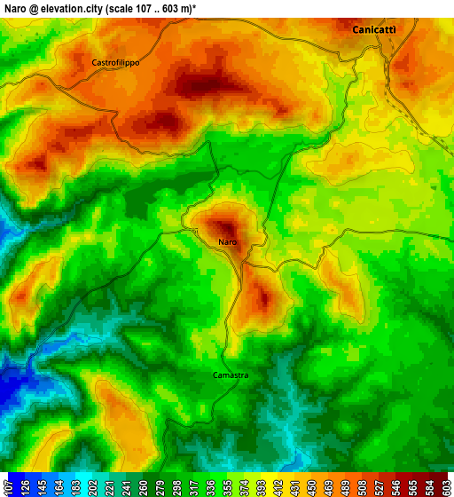 Zoom OUT 2x Naro, Italy elevation map