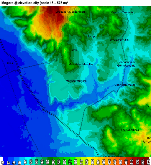 Zoom OUT 2x Mogoro, Italy elevation map