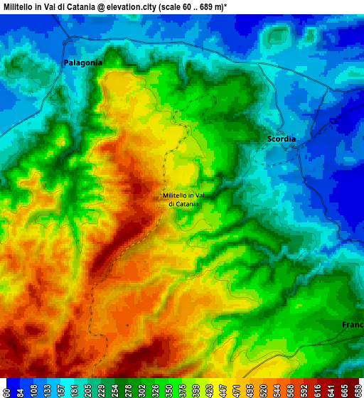 Zoom OUT 2x Militello in Val di Catania, Italy elevation map