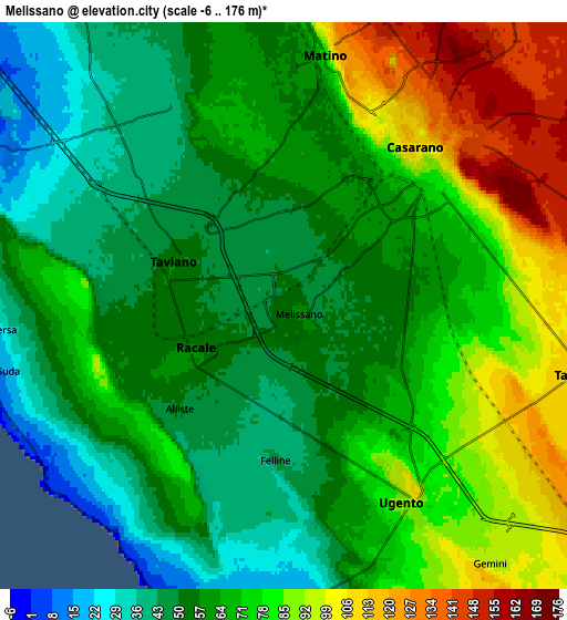 Zoom OUT 2x Melissano, Italy elevation map