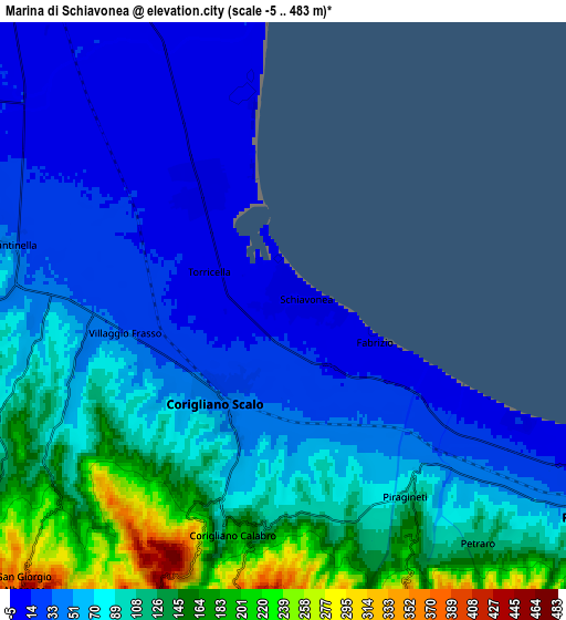 Zoom OUT 2x Marina di Schiavonea, Italy elevation map