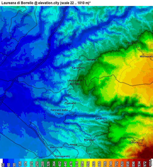 Zoom OUT 2x Laureana di Borrello, Italy elevation map