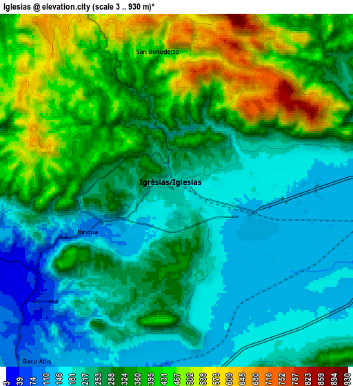 Zoom OUT 2x Iglesias, Italy elevation map