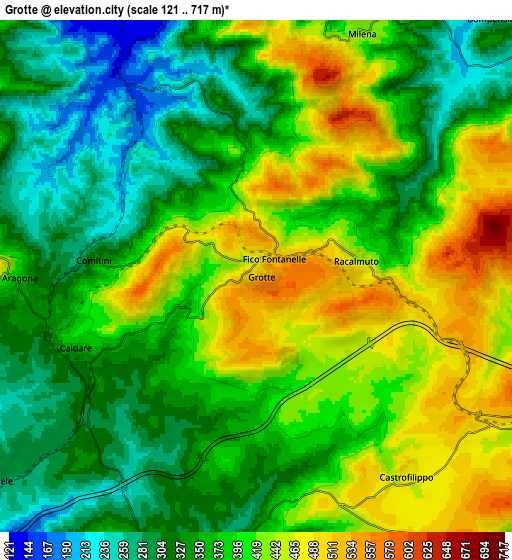 Zoom OUT 2x Grotte, Italy elevation map