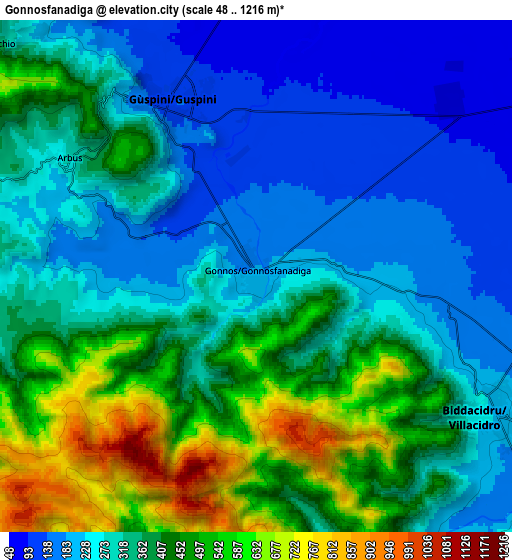 Zoom OUT 2x Gonnosfanadiga, Italy elevation map