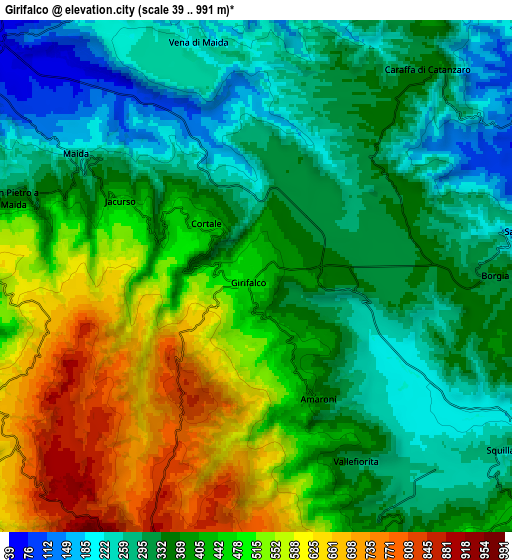 Zoom OUT 2x Girifalco, Italy elevation map