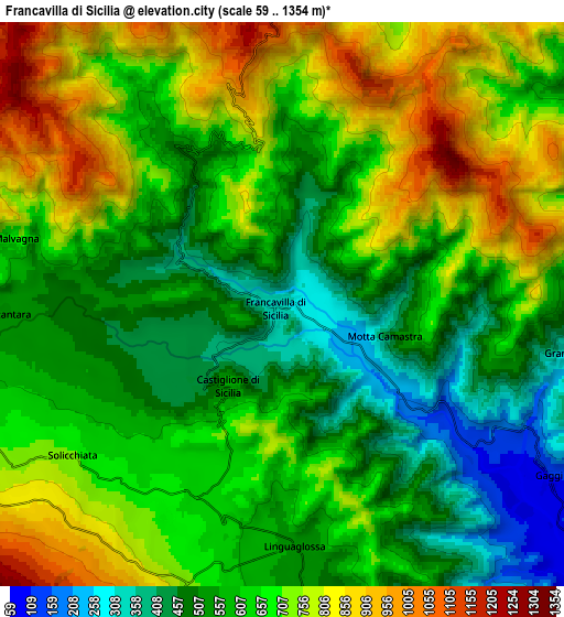 Zoom OUT 2x Francavilla di Sicilia, Italy elevation map