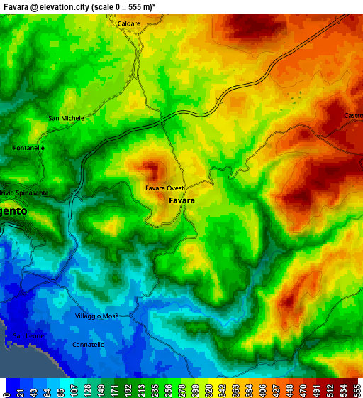 Zoom OUT 2x Favara, Italy elevation map