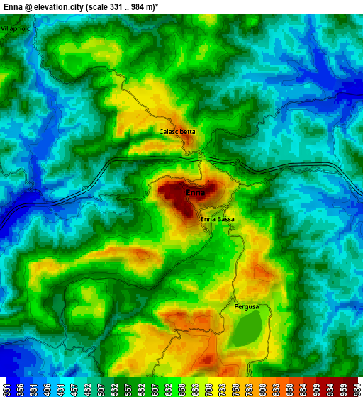 Zoom OUT 2x Enna, Italy elevation map