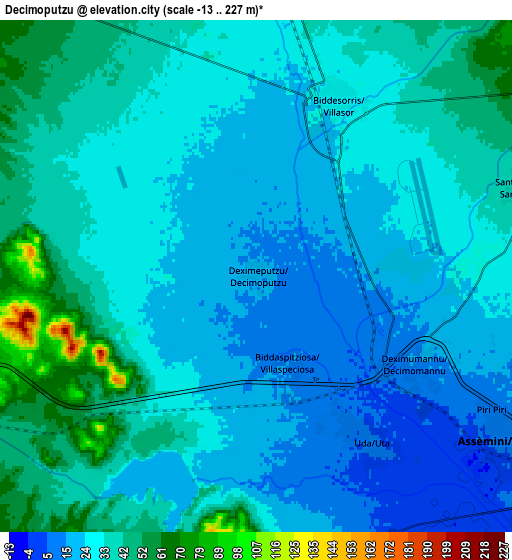 Zoom OUT 2x Decimoputzu, Italy elevation map