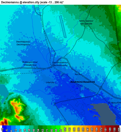 Zoom OUT 2x Decimomannu, Italy elevation map