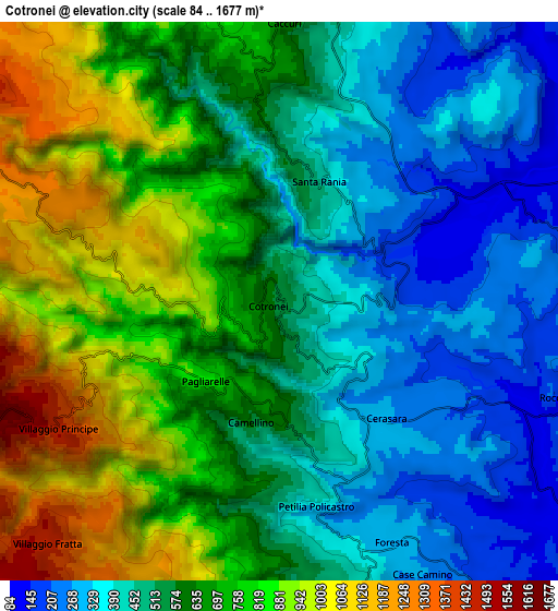 Zoom OUT 2x Cotronei, Italy elevation map