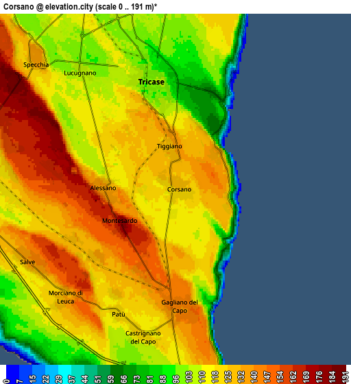 Zoom OUT 2x Corsano, Italy elevation map