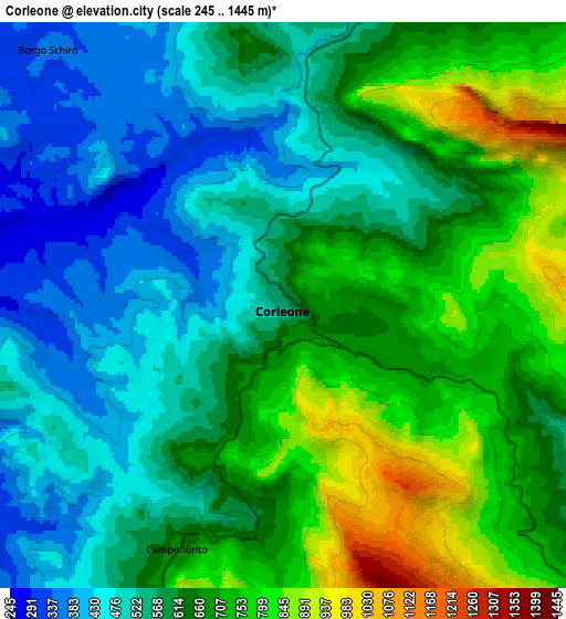 Zoom OUT 2x Corleone, Italy elevation map