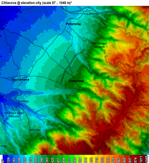 Zoom OUT 2x Cittanova, Italy elevation map