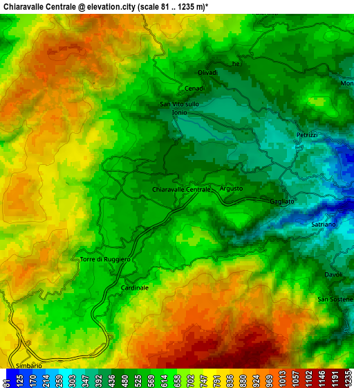 Zoom OUT 2x Chiaravalle Centrale, Italy elevation map