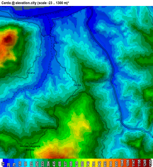 Zoom OUT 2x Cerda, Italy elevation map