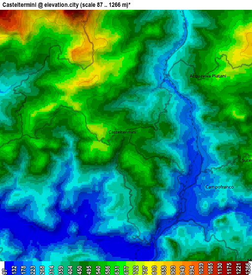 Zoom OUT 2x Casteltermini, Italy elevation map