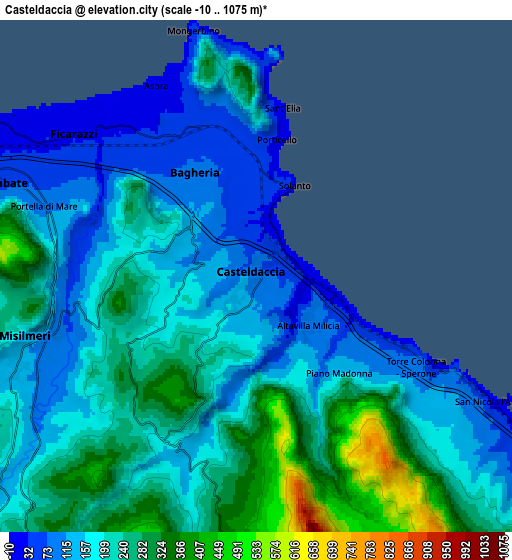 Zoom OUT 2x Casteldaccia, Italy elevation map