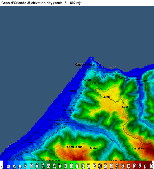 Zoom OUT 2x Capo d'Orlando, Italy elevation map