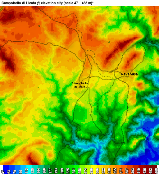 Zoom OUT 2x Campobello di Licata, Italy elevation map