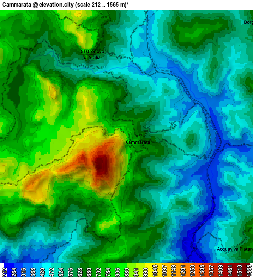 Zoom OUT 2x Cammarata, Italy elevation map