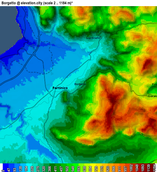 Zoom OUT 2x Borgetto, Italy elevation map