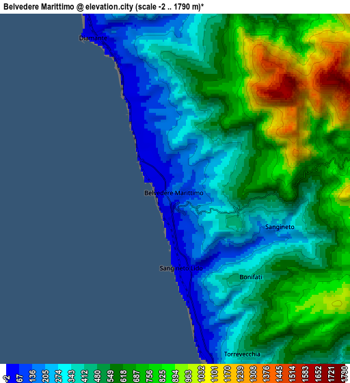 Zoom OUT 2x Belvedere Marittimo, Italy elevation map