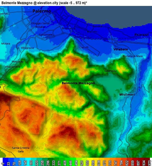 Zoom OUT 2x Belmonte Mezzagno, Italy elevation map