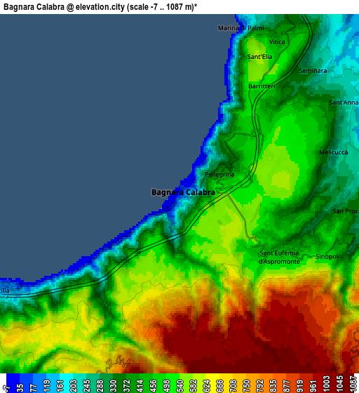 Zoom OUT 2x Bagnara Calabra, Italy elevation map