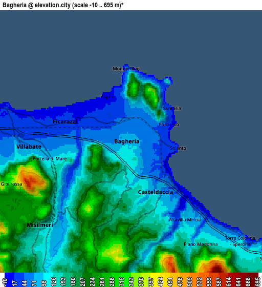 Zoom OUT 2x Bagheria, Italy elevation map