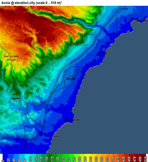 Zoom OUT 2x Avola, Italy elevation map