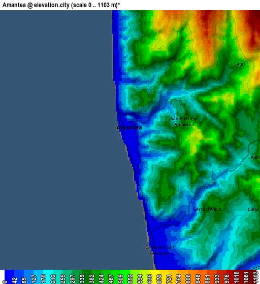 Zoom OUT 2x Amantea, Italy elevation map